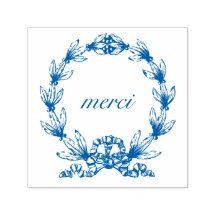 “merci” in Laurel Wreath self-inking stamp