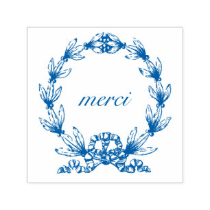 “merci” in Laurel Wreath self-inking stamp