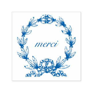 “merci” in Laurel Wreath self-inking stamp
