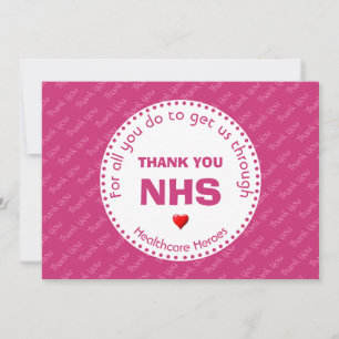 Merci Infirmières NHS Héros de la santé PINK