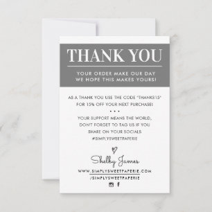 MERCI insert de commande d'affaires gris moderne