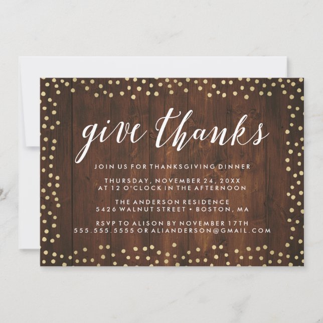 Merci. | Invitation du dîner Thanksgiving (Devant)