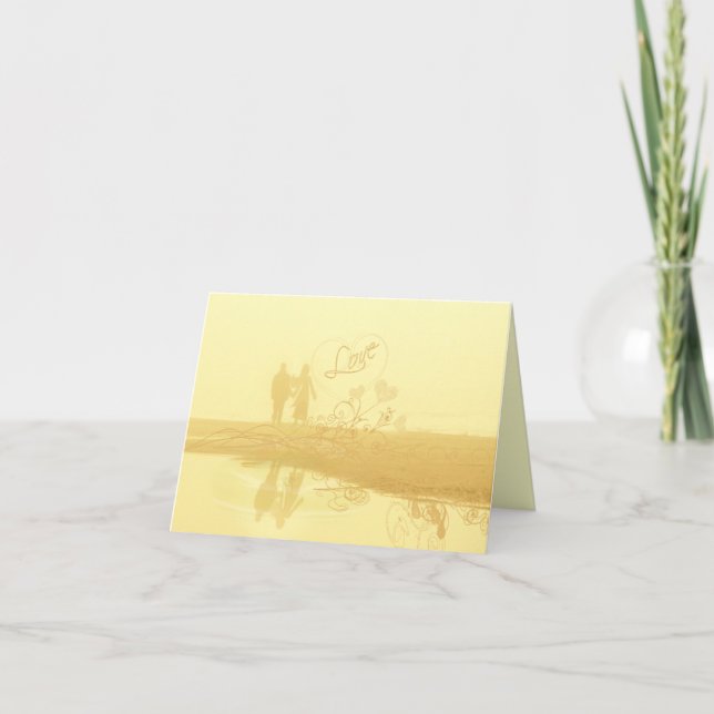 Merci jaune de mariage de plage de coeur (Devant)