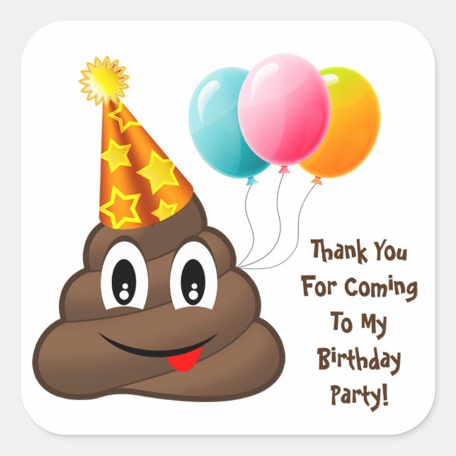 Merci Jaune Poop Emoji Stickers Anniversaire (Devant)
