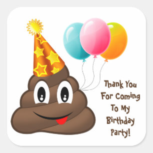 Merci Jaune Poop Emoji Stickers Anniversaire