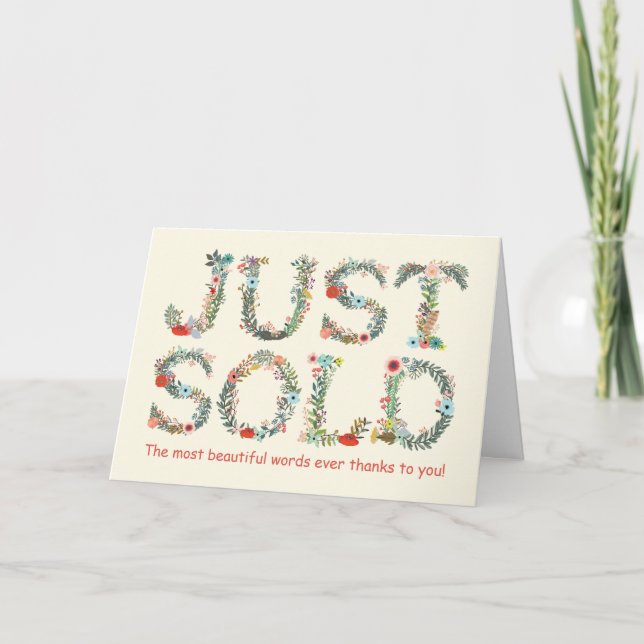 Merci, Just Sold Semble Belle Carte de remerciemen (Devant)