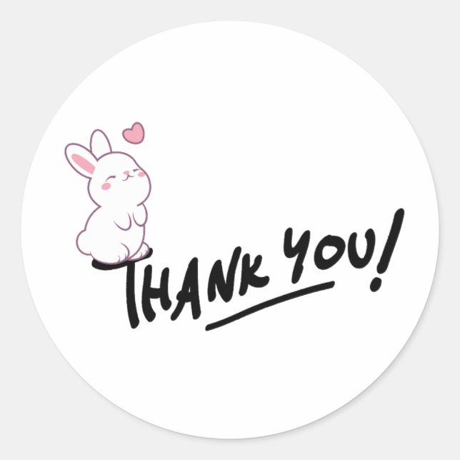 Merci Kawaii Bunny Sticker, Étiquette cadeau (Devant)