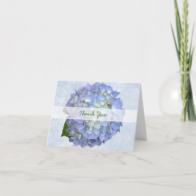Merci Lune Bleue, Carte de note Hydrangée Pliée (Devant)