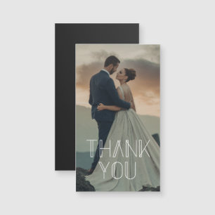merci magnet de photo de mariage à la typographie 