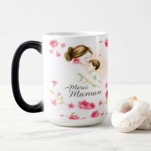 Merci Maman – Emotional Watercolor Illustration fo Magic Mug