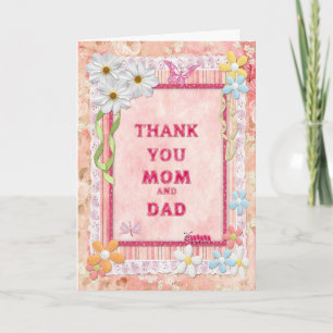 Merci maman et papa, carte d'artisanat des fleurs