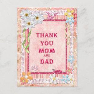 Merci maman et papa, carte d'artisanat des fleurs