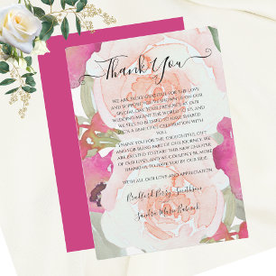 Merci Mariage à fleurs rose Sage