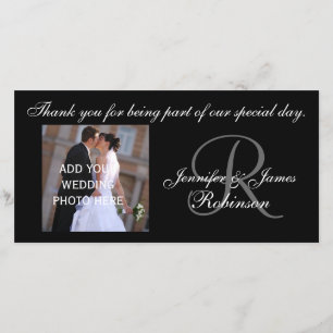 Merci mariage avec Carte photo Monogram R Names