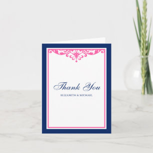 Merci Mariage bleu marine et rose