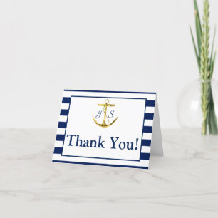 Merci Mariage bleu or classique de la marine nauti