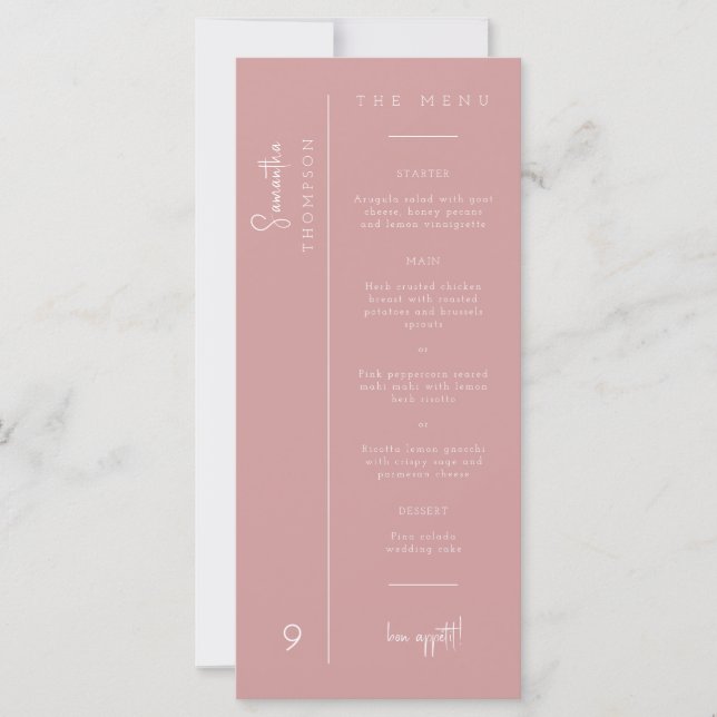 Merci Mariage Boho Rose Dusty Menu (Devant)