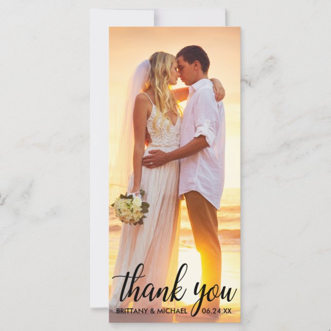 Merci mariage Bride Groom Carte photo Long (Devant)