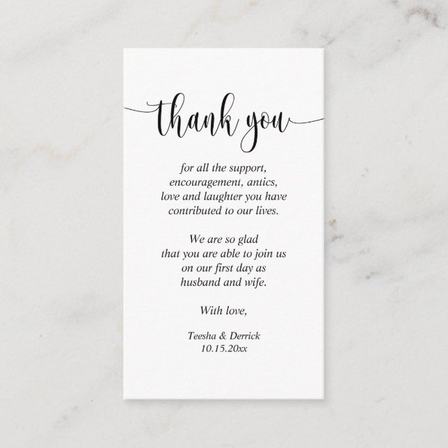 Merci mariage, Carte de boîtier de script moderne (Devant)