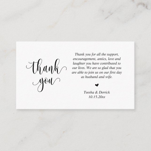 Merci mariage, Carte de boîtier de script moderne (Devant)
