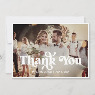Merci Mariage de Boho Retro Carte photo