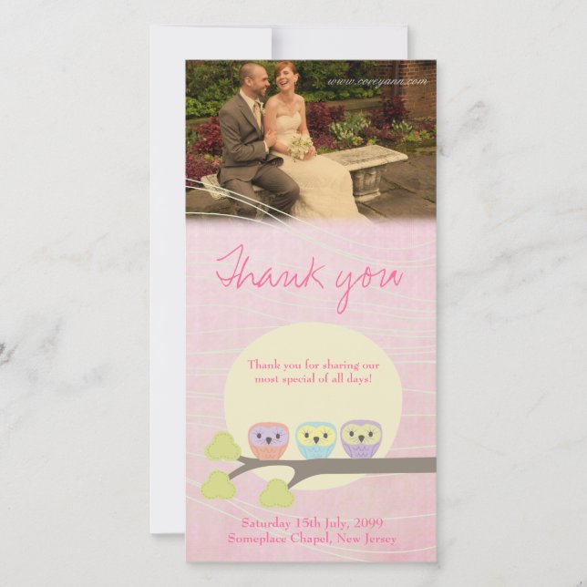 Merci Mariage de Carte photo de Cute Owls (Devant)