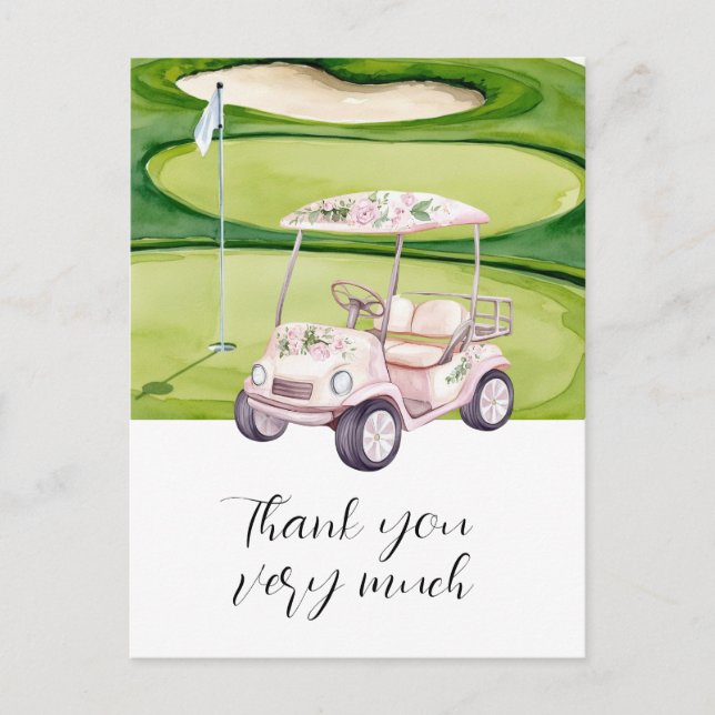 Merci Mariage de golf, carte avec voiturette de go (Devant)