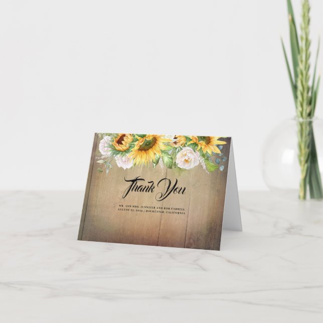 Merci Mariage des tournesols et des roses blanches (Devant)