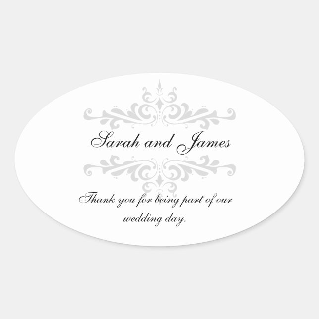 Merci Mariage Favoriser Sticker Gris Blanc (Devant)