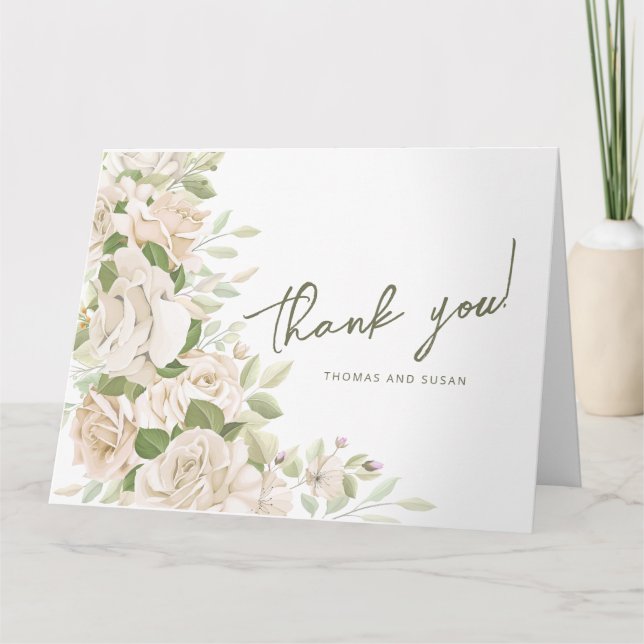 Merci Mariage Floral blanc, Mariage verdoyant (Devant)