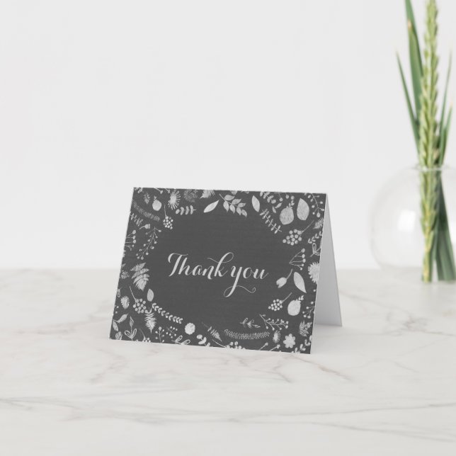 Merci Mariage floral gris charbon et argent (Devant)