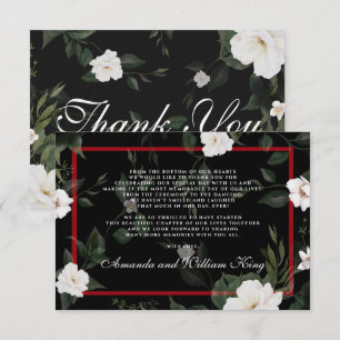 Merci Mariage floral noir et rouge