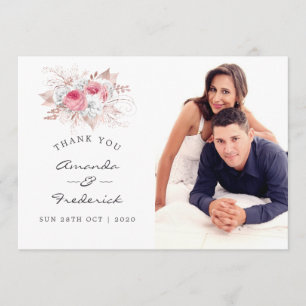 Merci Mariage floral rose et Rose or