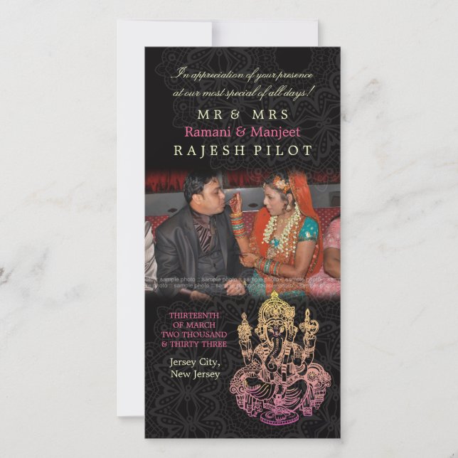 Merci Mariage indien de Ganesh Carte photo (Devant)