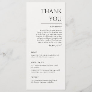 Merci Mariage moderne et menu du dîner