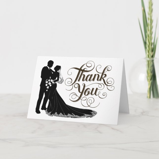 Merci Mariage noir et blanc élégant (Devant)