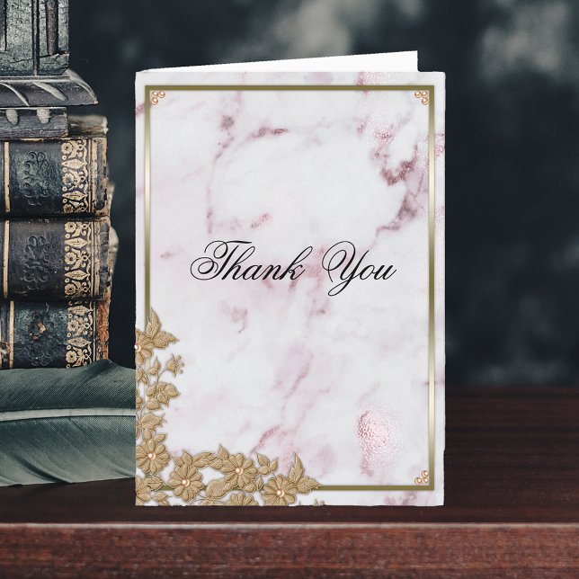 Merci Mariage perles, or et marbre rose (Créateur téléchargé)