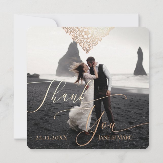 Merci Mariage personnalisé carré grand Carte photo (Devant)