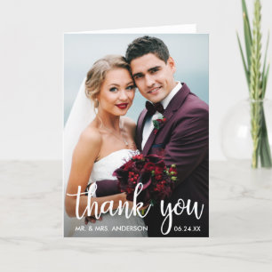Merci Mariage photo moderne Script Panier carte