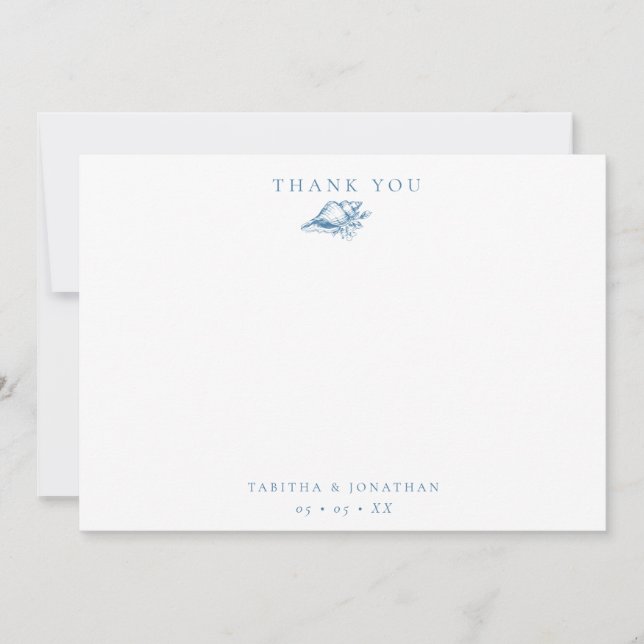 Merci Mariage plat vintage bleu Seashell (Devant)