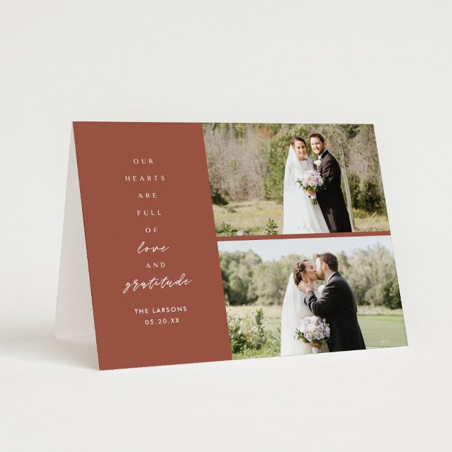 Merci Mariage replié en terre cuite deux photos (Créateur téléchargé)