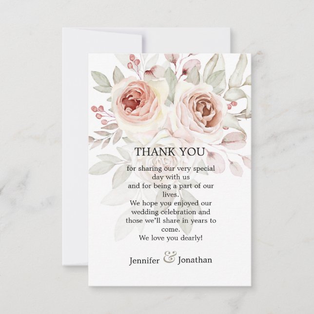 Merci Mariage romantique Pastel Rose d'aquarelle (Devant)