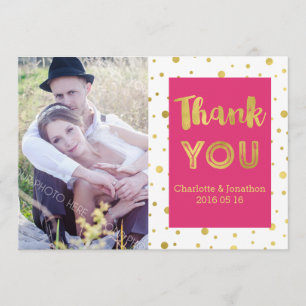 Merci Mariage rose or Confetti Cartes photos
