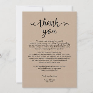 Merci Mariage Rustique moderne, carte Kraft Brown