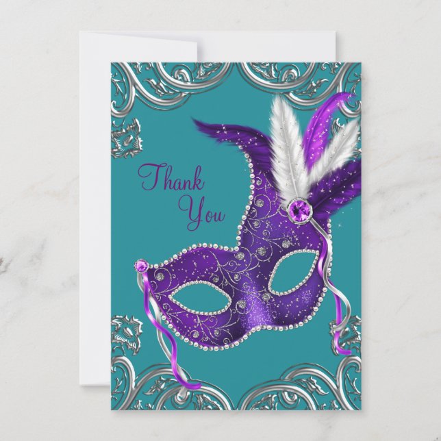 Merci mascarade bleu violet et turquoise (Devant)