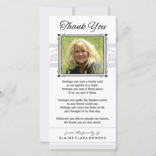 Merci Memorial Carte photo blanc et gris (Devant)