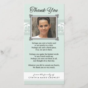 Merci Mémorial Vert et blanc Carte photo