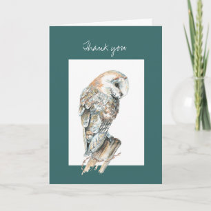 Merci, Merci Aquarelle Barn Owl Bird Art