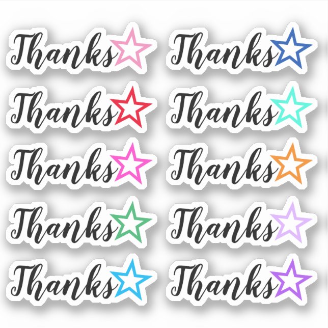 Merci "Merci" Avec Stickers De Forme De Plan Star (Devant)