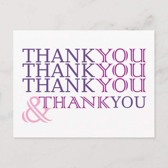 Merci merci carte de remerciements en violet texte (Devant)